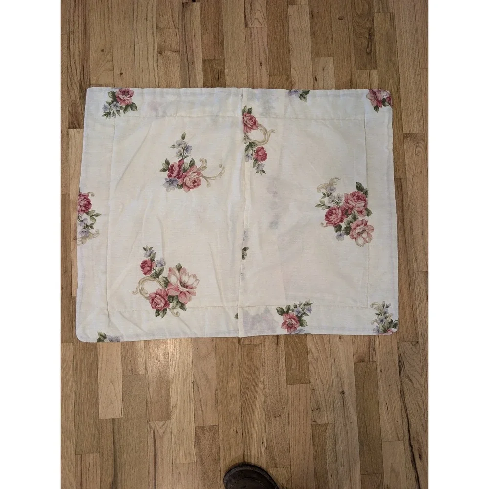 VTG French Country Pillow Sham Roses Robin Egg Blue 31x25
